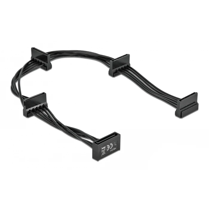 Καλώδιο SATA Delock 15pin σε 4x SATA 15pin 60395, 40cm, μαύρο