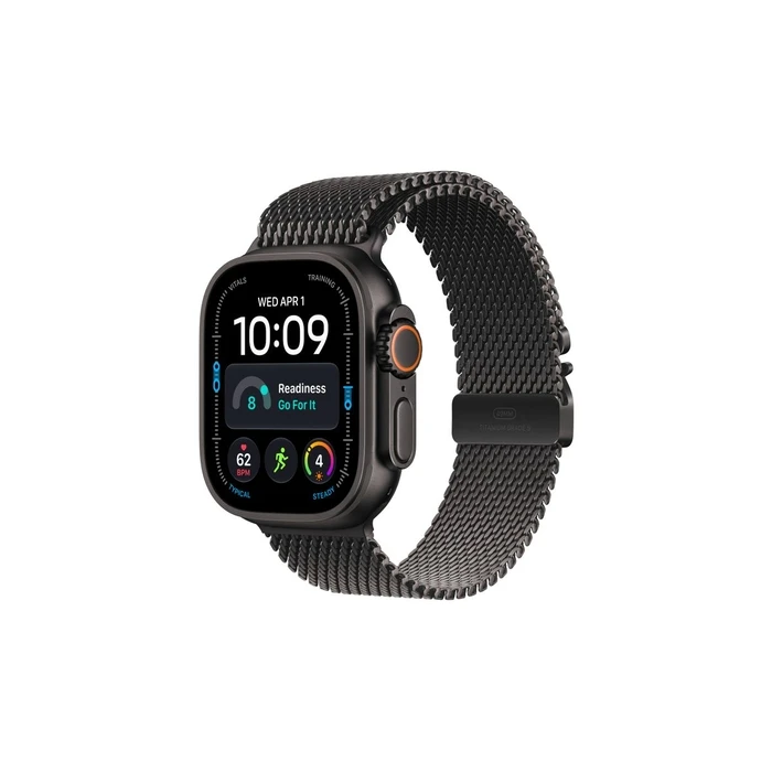 Apple Watch Ultra 4 49mm Titanium Μαύρο με Milanese Loop (Μικρό)
