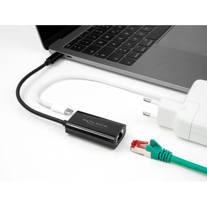 Αντάπτορας Δικτύου USB Delock USB-C σε RJ45 & USB-C 61026, 100W, 1000Mbps, μαύρος