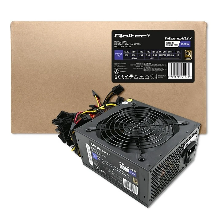 Τροφοδοτικό Qoltec Atx | 1600w | 80 Plus Gold | Bitcoin Miner