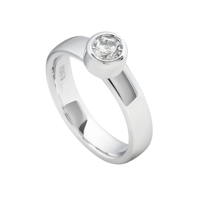 DIAMONFIRE Women's Sterling Silver Ring with 5mm Zirconia (Size 16)