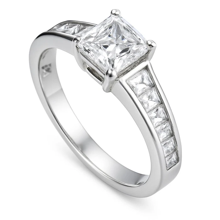 DIAMONFIRE Women's Sterling Silver Ring with Zirconia (Size 16)