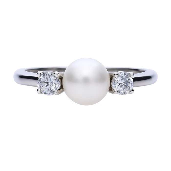 DIAMONFIRE Women Sterling Silver Ring with Pearl and Zirconia - Size 16 (MPN 6117551222160)