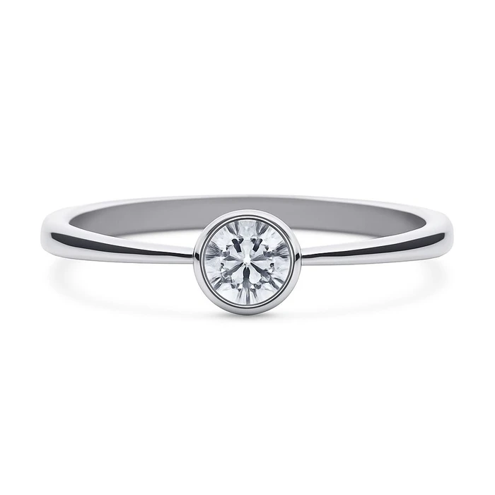 DIAMONFIRE Women's Sterling Silver Ring with 5mm Zirconia - Size 17.5 mm (MPN: 6118111582175)