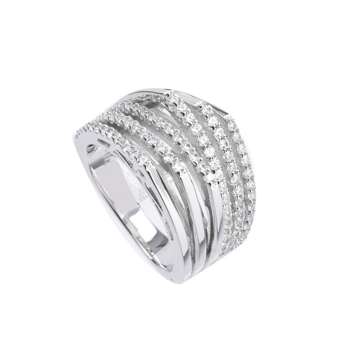 DIAMONFIRE Women's Sterling Silver Ring with Zirconia - Size 16.5