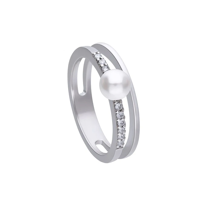 DIAMONFIRE Women's Sterling Silver Ring, Size 18, Grey Pearl with Zirconia (MPN 6119951111180)