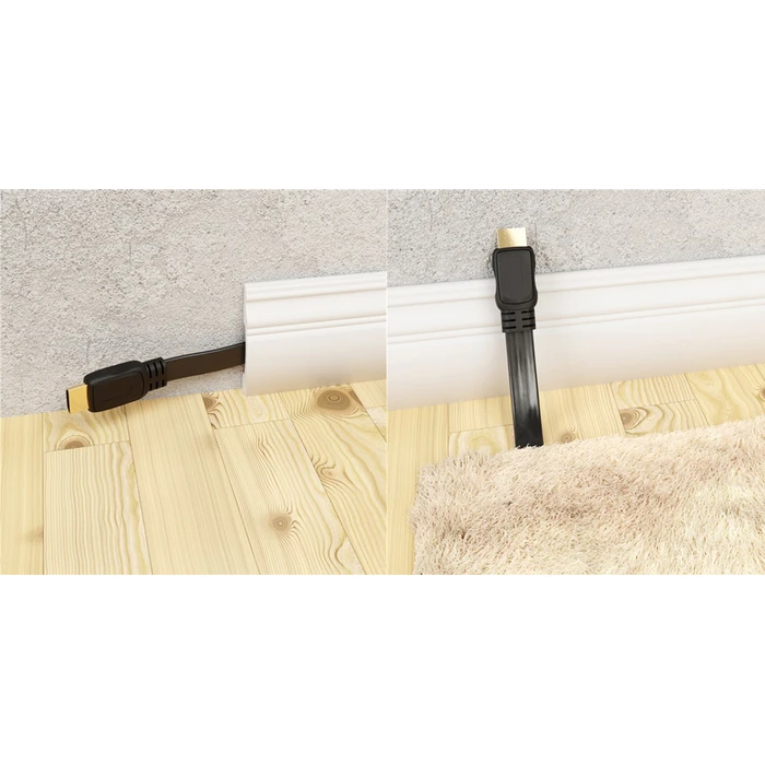 Καλώδιο HDMI Goobay 2.0 61277, Ethernet, flat, 4K/60Hz 18Gbps, 1m, μαύρο