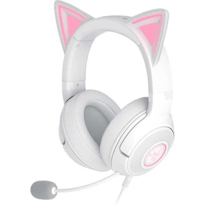Gaming Headset Razer Kraken KITTY V2 - White - RGB - USB 7.1 - Kitty Ears - PC / PS5 / SWITCH