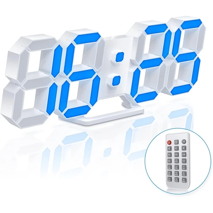 EDUP EH-LED1319 3D LED Ρολόι Τοίχου/Επιτραπέζιο 9.5" με Τηλεχειριστήριο και Νυχτερινό Φωτισμό