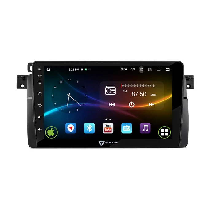 VenCore 3236-10007-0603B - Οθόνη Multimedia Android 15 9" 9109A MTK6762 Octa-Core 2GB/32GB IPS με Πρόσοψη, CarPlay, Android Auto και Υποστήριξη Κάμερας Οπισθοπορείας AHD για BMW Series 3 E46 1998-2005 – Μαύρη