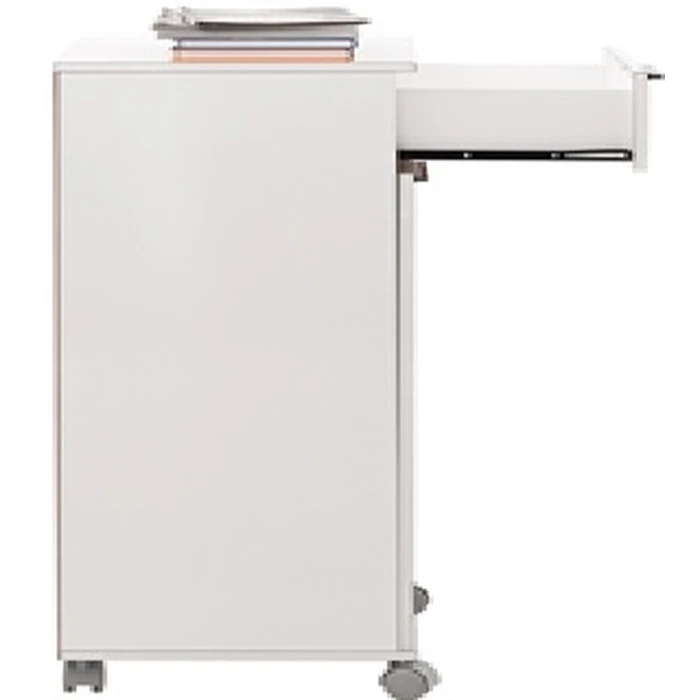 Velco Mobile shelving unit with door and drawer 50x40x100 cm White High-Gloss