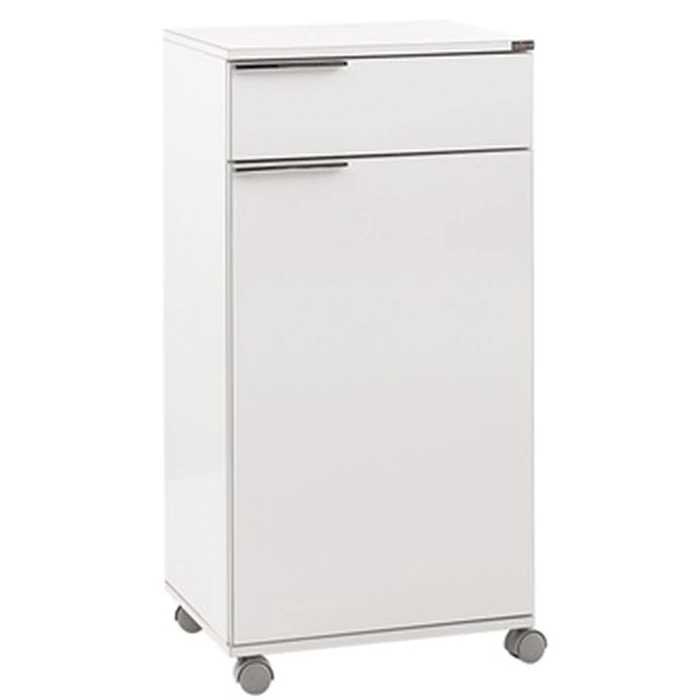 Velco Mobile shelving unit with door and drawer 50x40x100 cm White High-Gloss
