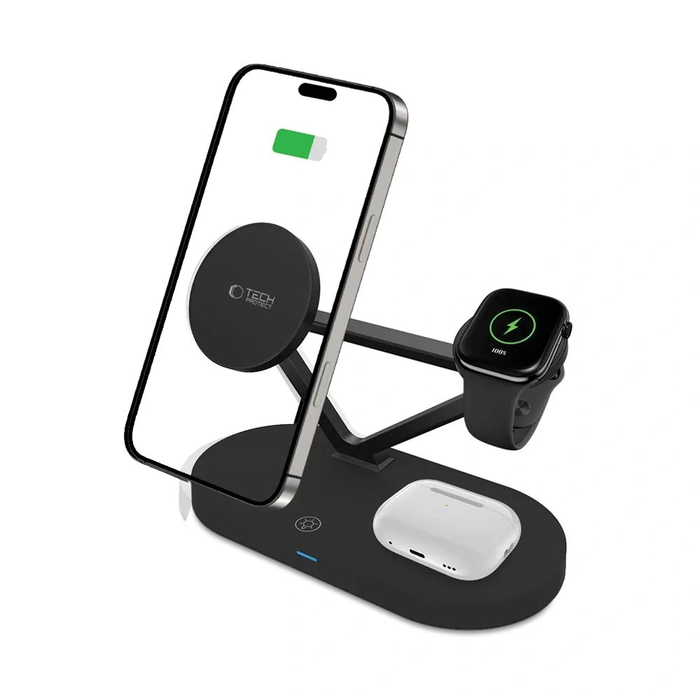 Tech-Protect QI15W-A41 3in1 Magnetic MagSafe Wireless Charger Black