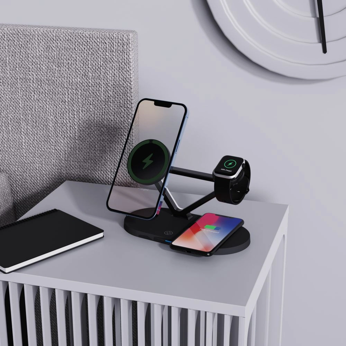 Tech-Protect QI15W-A41 3in1 Magnetic MagSafe Wireless Charger Black
