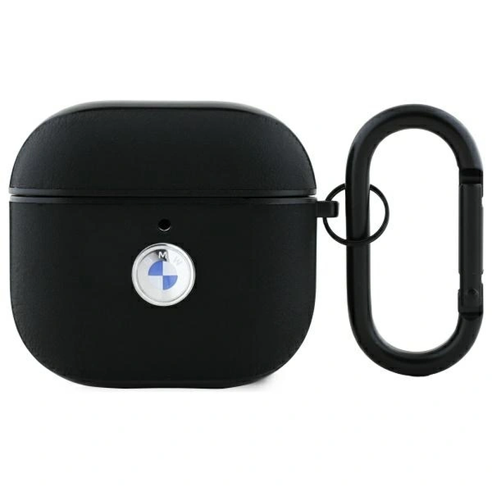 BMW BMA4SSLBK Apple AirPods 4 cover Geniune Leather Silver Logo black