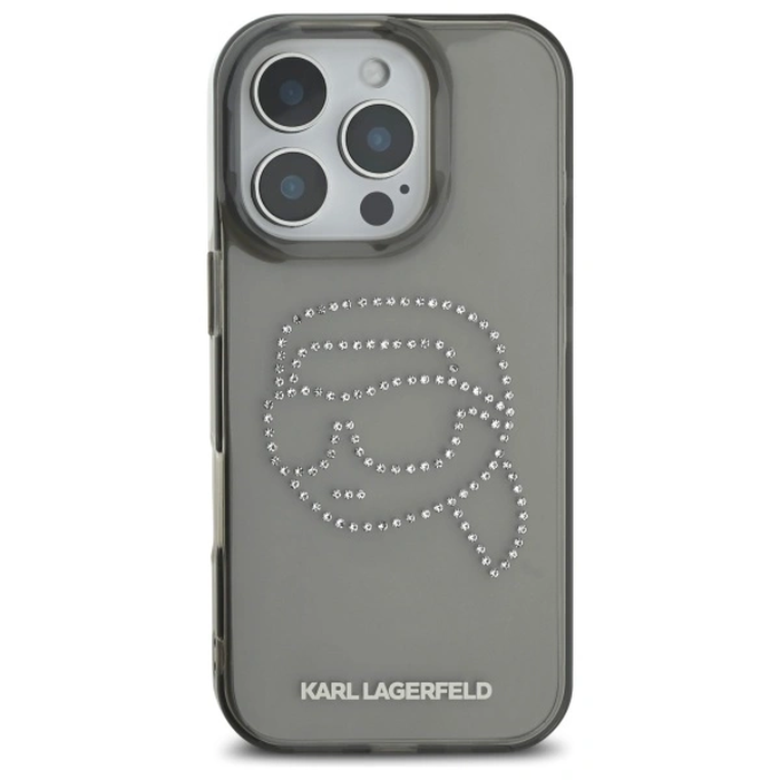 Karl Lagerfeld KLHCP16XHKHDCELK Apple iPhone 16 Pro Max hardcase IML Rhinestones Karl Head black