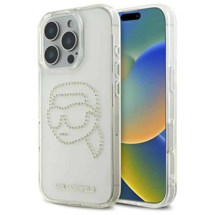 Karl Lagerfeld KLHCP16XHKHDCELT Apple iPhone 16 Pro Max hardcase IML Rhinestones Karl Head transparent