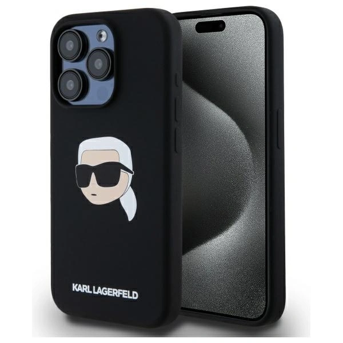 Karl Lagerfeld KLHMP15XSKHPPLK Apple iPhone 15 Pro Max hardcase Silicone Karl Head Print MagSafe black