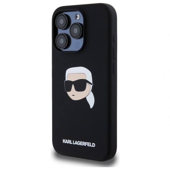 Karl Lagerfeld KLHMP15XSKHPPLK Apple iPhone 15 Pro Max hardcase Silicone Karl Head Print MagSafe black