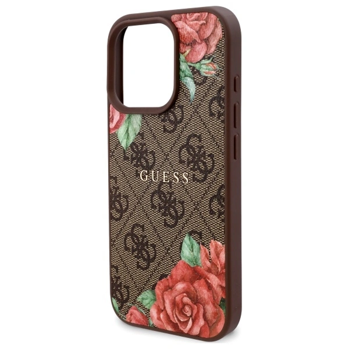 Guess GUHMP16LP4ROPEMCW Apple iPhone 16 Pro hardcase 4G Flowers Print MagSafe brown