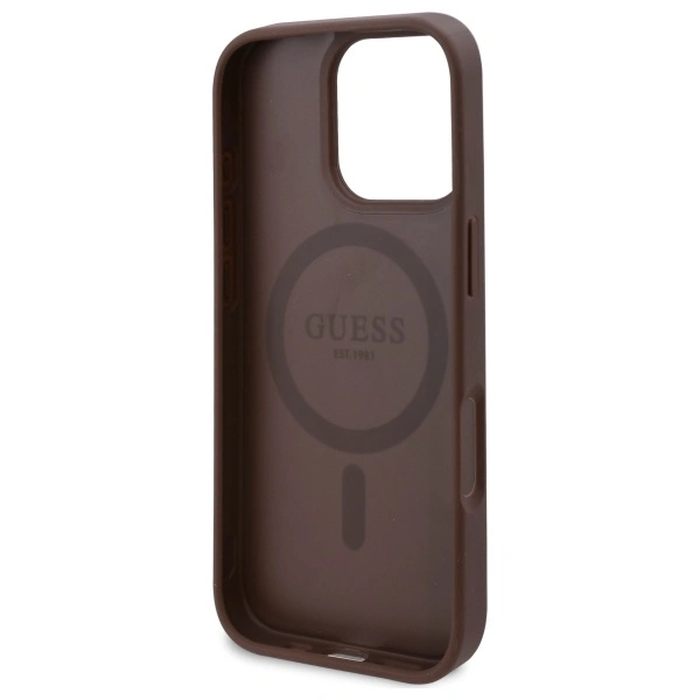 Guess GUHMP16LP4ROPEMCW Apple iPhone 16 Pro hardcase 4G Flowers Print MagSafe brown