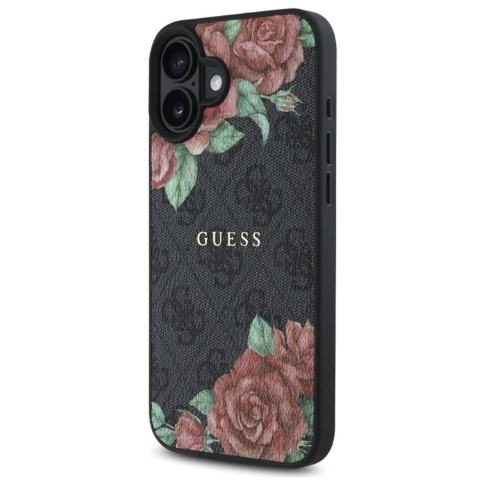 Guess GUHMP16SP4ROPEMCK Apple iPhone 16 hardcase 4G Flowers Print MagSafe black