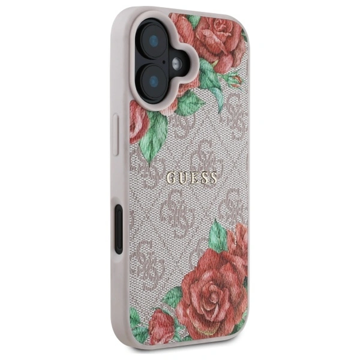 Guess GUHMP16SP4ROPEMCP Apple iPhone 16 hardcase 4G Flowers Print MagSafe pink