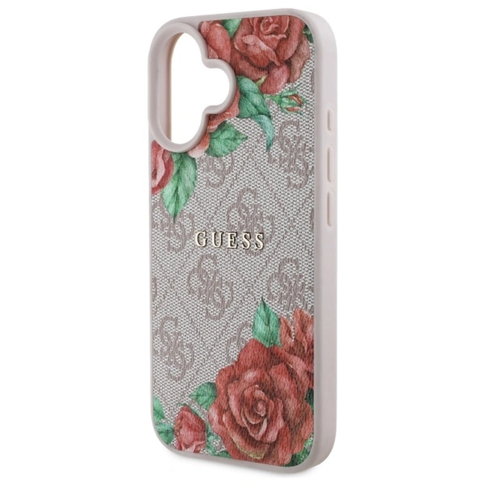 Guess GUHMP16SP4ROPEMCP Apple iPhone 16 hardcase 4G Flowers Print MagSafe pink