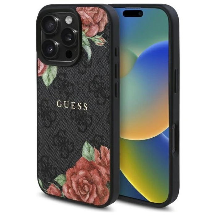 Guess GUHMP16XP4ROPEMCK Apple iPhone 16 Pro Max hardcase 4G Flowers Print MagSafe black
