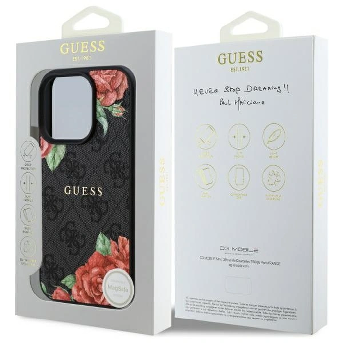 Guess GUHMP16XP4ROPEMCK Apple iPhone 16 Pro Max hardcase 4G Flowers Print MagSafe black