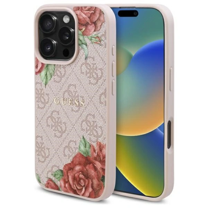 Guess GUHMP16XP4ROPEMCP Apple iPhone 16 Pro Max hardcase 4G Flowers Print MagSafe pink