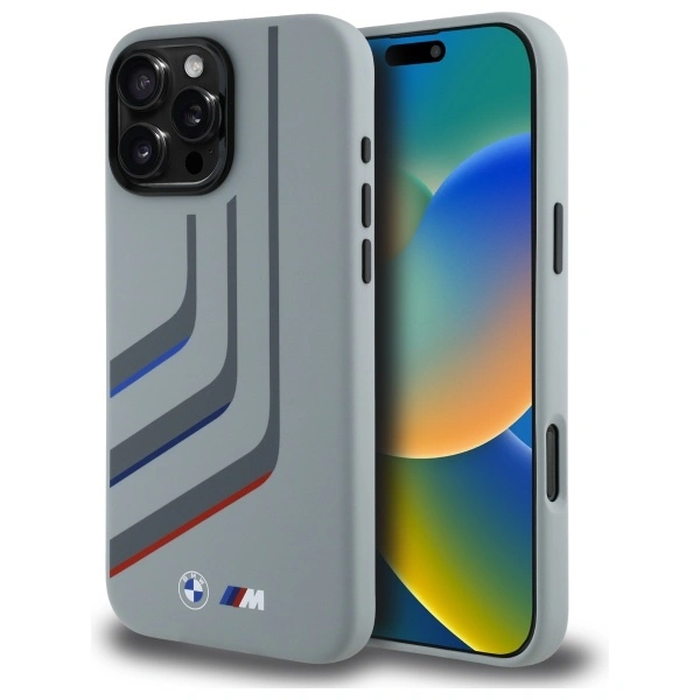 BMW BMHMP16X23SLIG Apple iPhone 16 Pro Max hardcase Silicone Turning Lines MagSafe grey