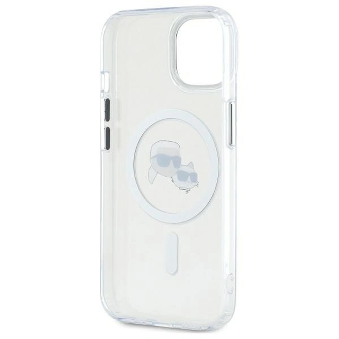 Karl Lagerfeld KLHMP14SHLSKCH Apple iPhone 14 hardcase IML Metal Karl&Choupette Head MagSafe white