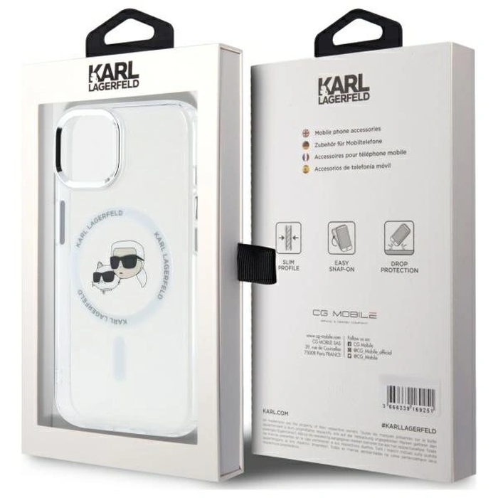 Karl Lagerfeld KLHMP14SHLSKCH Apple iPhone 14 hardcase IML Metal Karl&Choupette Head MagSafe white