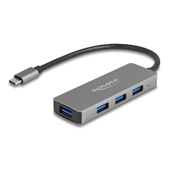 USB Hub Delock Type-C 63173, 4x USB 3.2 Gen 1 θύρες, 5Gbps, γκρι