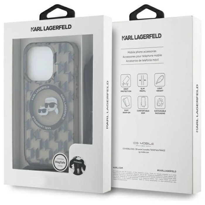 Karl Lagerfeld KLHMP16XHCKCKLCK Apple iPhone 16 Pro Max hardcase IML Crossbody Monogram Karl & Choupette Head MagSafe black