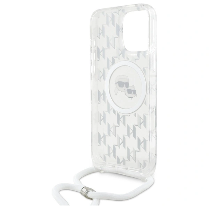 Karl Lagerfeld KLHMP16XHCKCKLCT Apple iPhone 16 Pro Max hardcase IML Crossbody Monogram Karl & Choupette Head MagSafe transparent