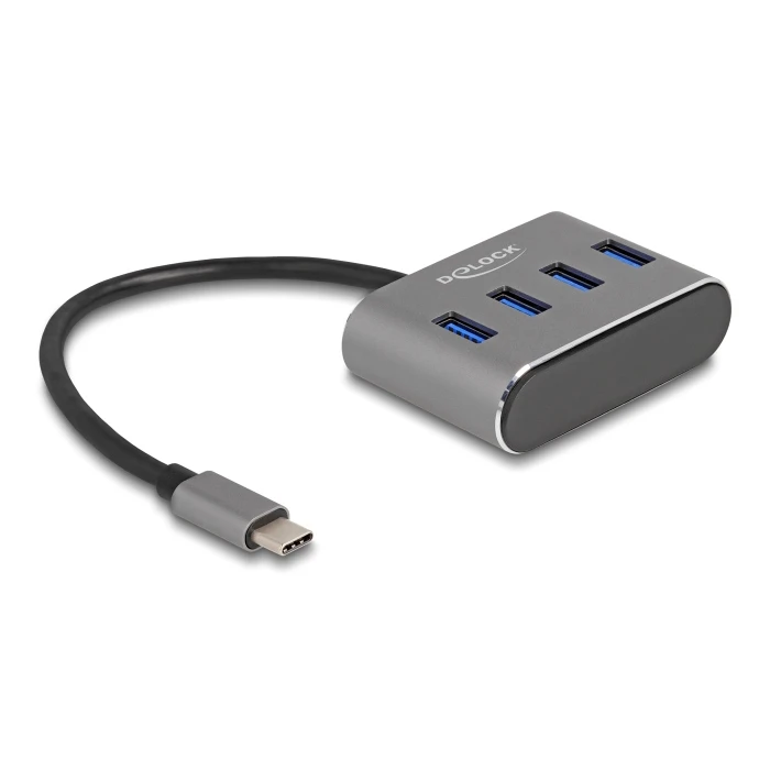 USB Hub Delock Type-C 63223, 4x USB 3.2 Gen 1 θύρες, 5Gbps, γκρι