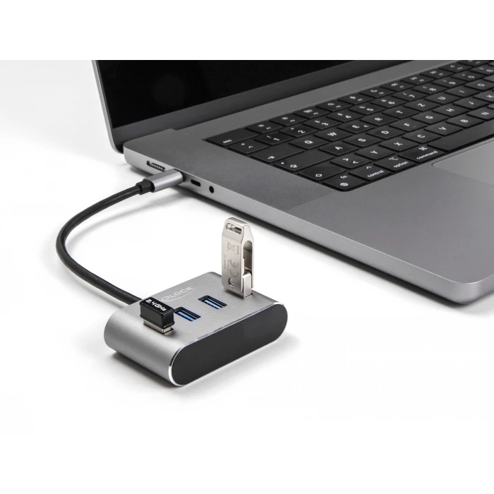 USB Hub Delock Type-C 63223, 4x USB 3.2 Gen 1 θύρες, 5Gbps, γκρι