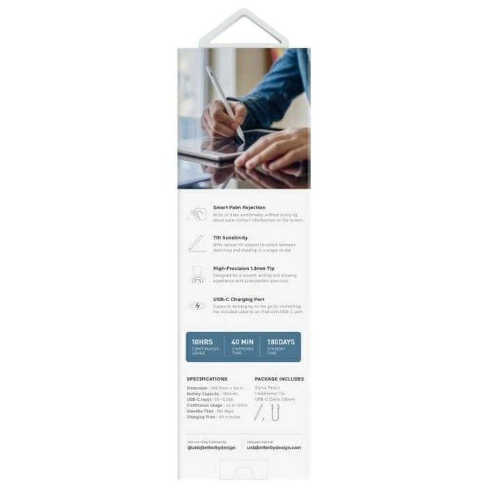 UNIQ Pixo Lite 2.0 magnetic stylus Apple iPad dove white