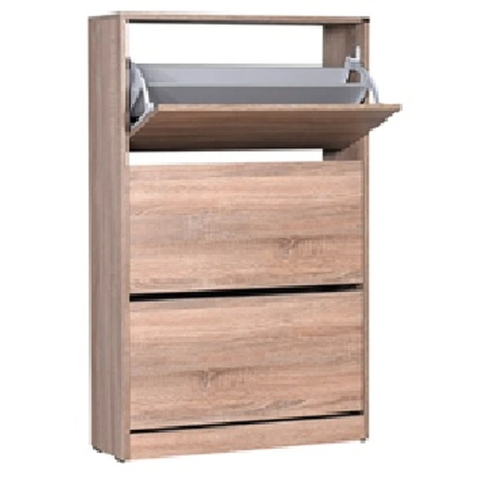 Shoe cabinet with three doors - Optional ventilated back 73x26x119 cm LATTE (Velco Latte Luxury Line)