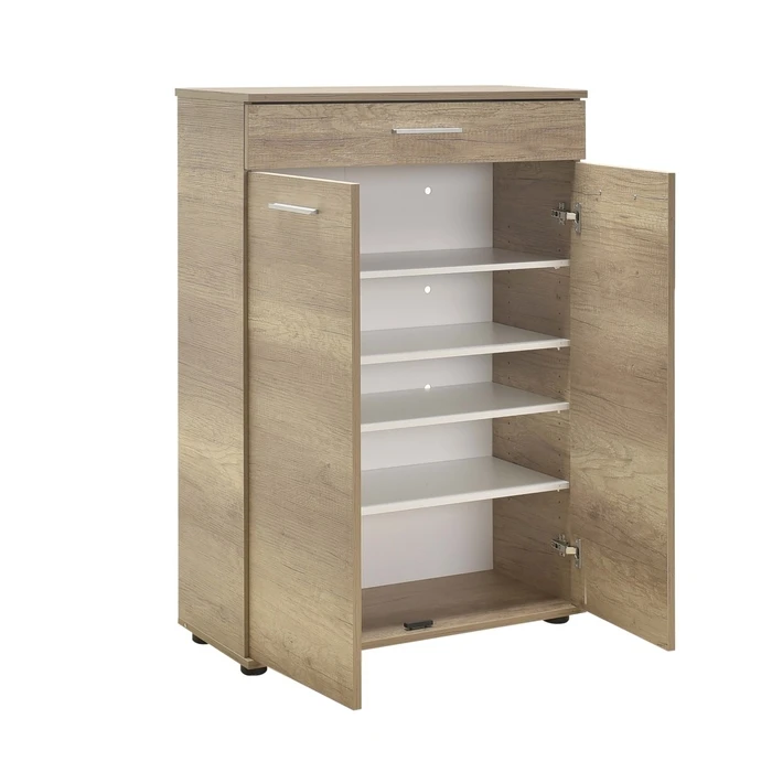 Shoe cabinet with double opening doors, drawer, 5 storage positions, ventilated back 73x35x108 cm - TORI (Velco Group)