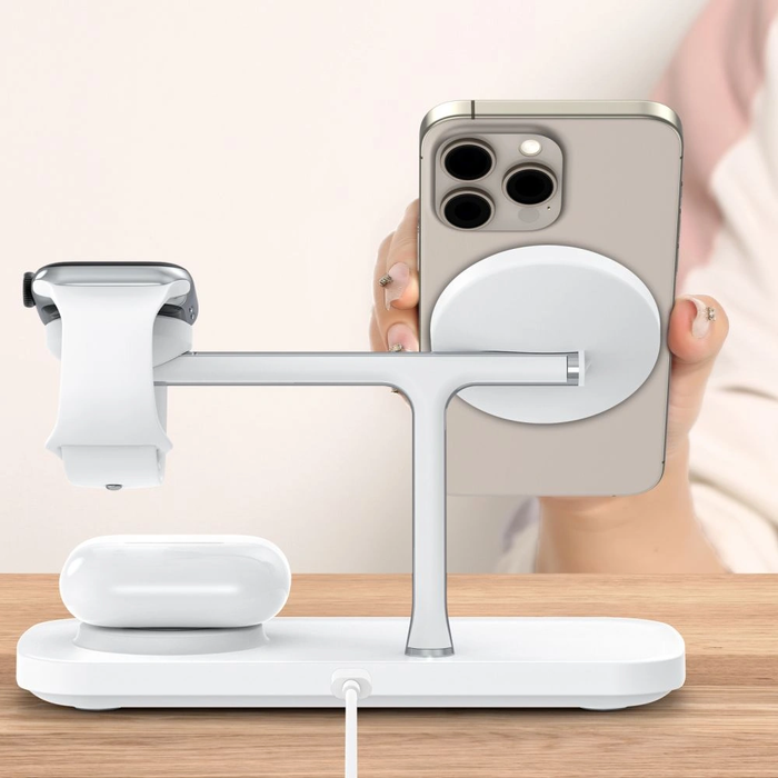 Tech-Protect QI15W-A45 3in1 Magnetic MagSafe Wireless Charger White
