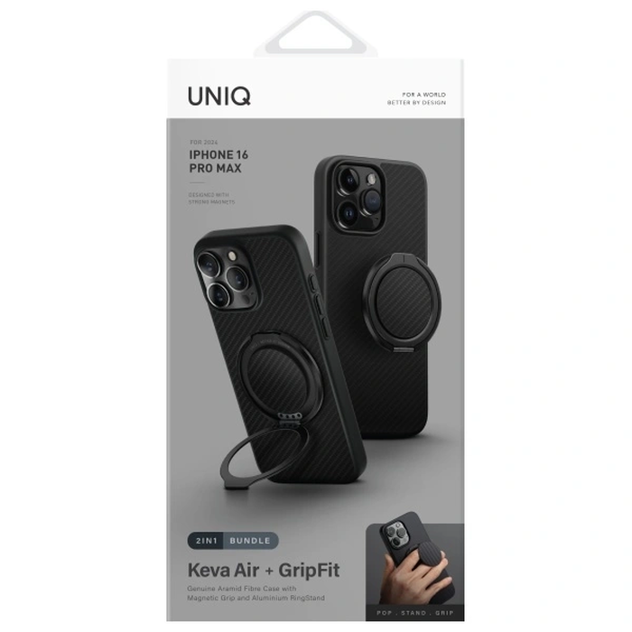 UNIQ Keva Air Apple iPhone 16 Pro Max Magclick Charging carbon black