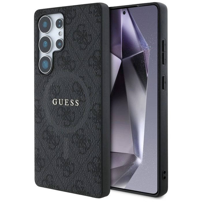 Guess Leather 4G Colored Ring Classic Logo MagSafe for Samsung Galaxy S25 Ultra black