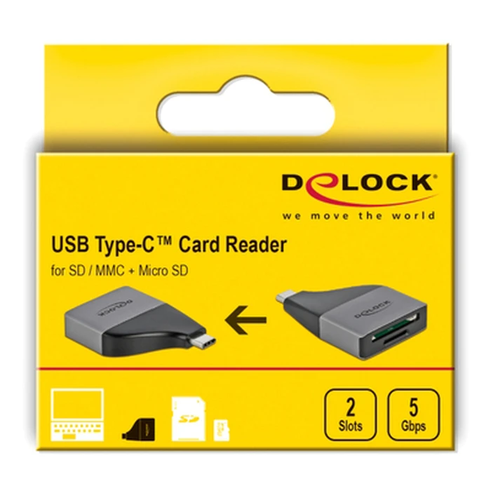 Card Reader Delock αντάπτορας USB 3.2 Gen 1 Type-C σε SD/Micro SD 64117, 5Gbps
