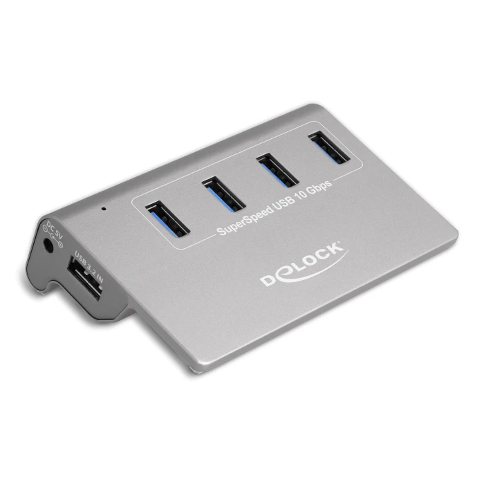 USB Hub Delock 64181, 4x USB θύρες, 10 Gbps, γκρι