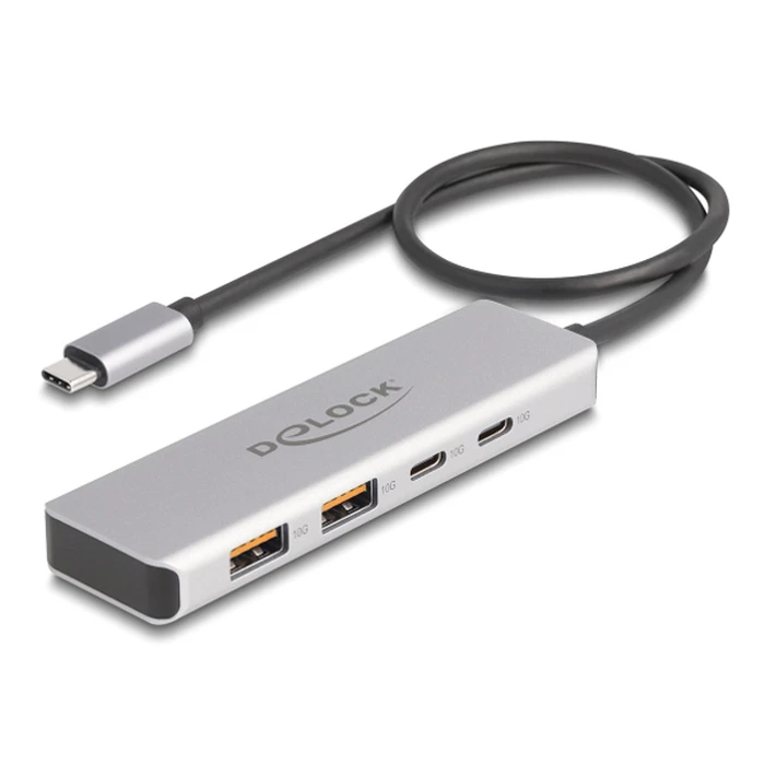 USB Hub Delock Type-C 64230, 2x USB/2x Type-C θύρες, 10 Gbps, γκρι