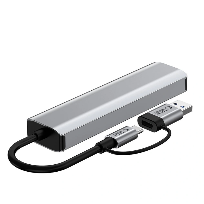Tech-Protect HB03 HUB Adapter 5in1 USB-C + USB-A 2.0 + USB-A 3.0 + Ethernet RJ45 Space Grey