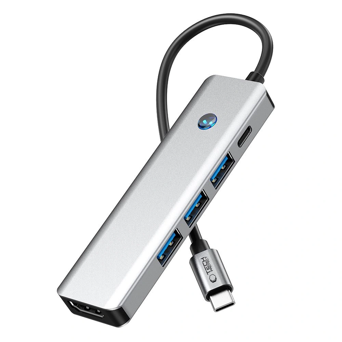 Tech-Protect HB01 HUB Adapter 5in1 USB-C + USB-A 3.0 + HDMI 4K60Hz + PD 100W Space Grey